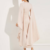 Рейчъл - Миди рокля Hellrose с V-образно деколте и шифонови ръкави