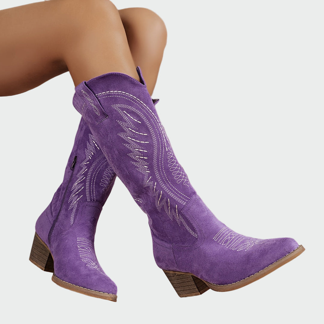 Fashionable Embroidered Western Boots