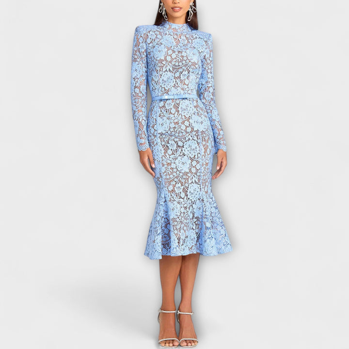 Freya - Elegant Midi Dress in Floral Lace