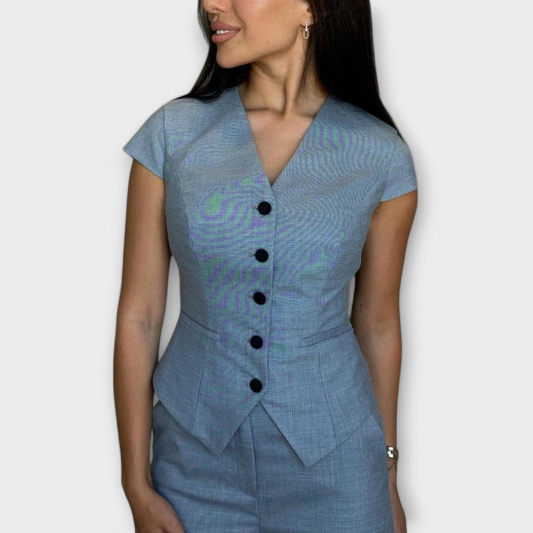 Ivy - Stylish V-Neck Top and Trousers Set