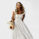 Проверена макси рокля с ръкави с волани