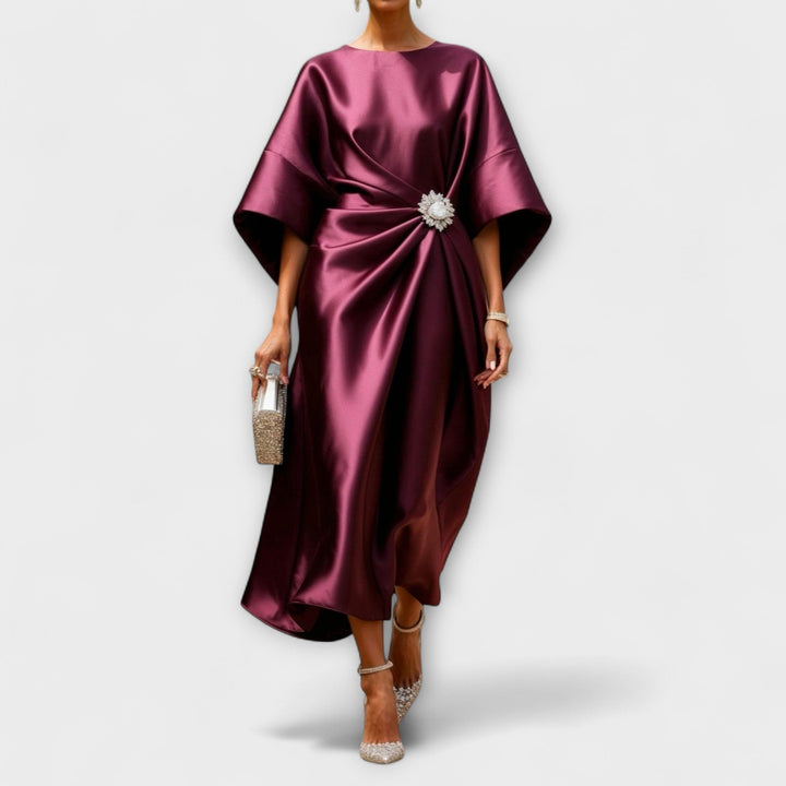 Aurora Luxe Shimmer Satin Maxi Dress