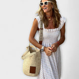 Проверена макси рокля с ръкави с волани