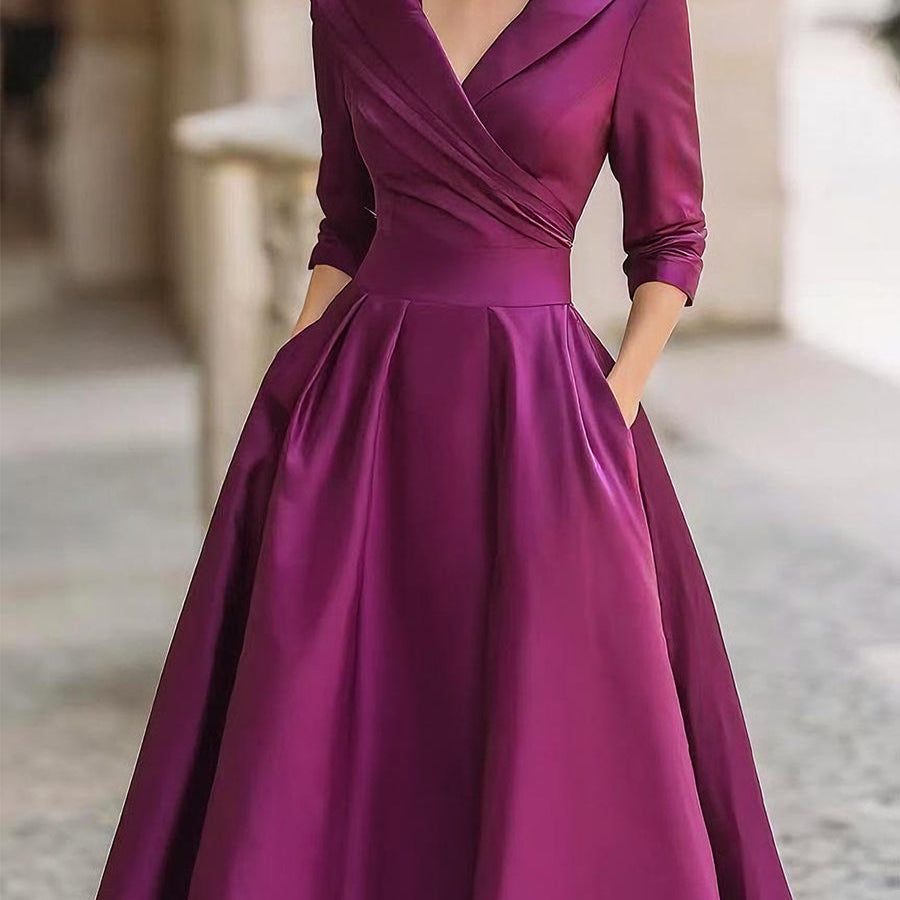 Лина - Миди рокля от сатен