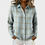 Тара – Блуза с квадратен десен и пясъчни акценти