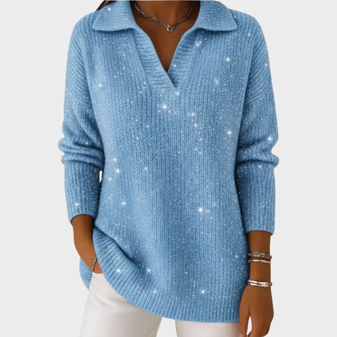 Ливия – Коледна блуза с блестящ акцент