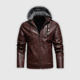 СТЕФАН | ЗИП ВЕТРОВКА С ЕФЕКТ НА КОЖА С ДВОЙНА КАПЮШОН