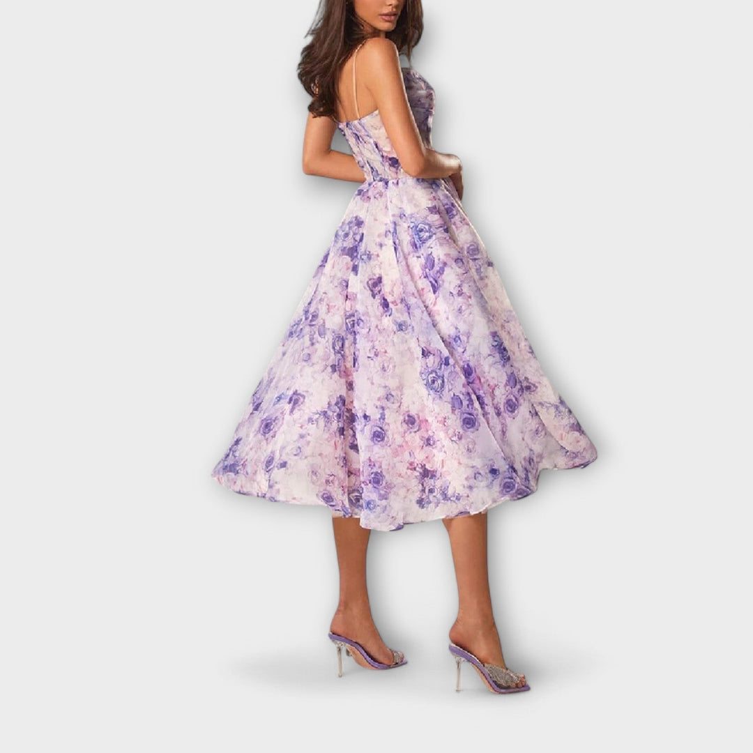 Elegant Chiffon Midi Dress.