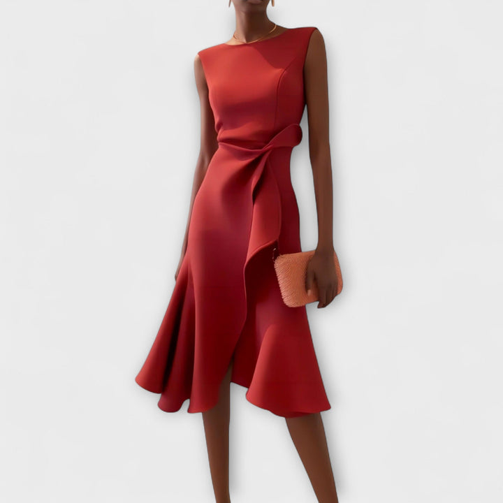 Juliette – Draped Asymmetrical Midi Dress