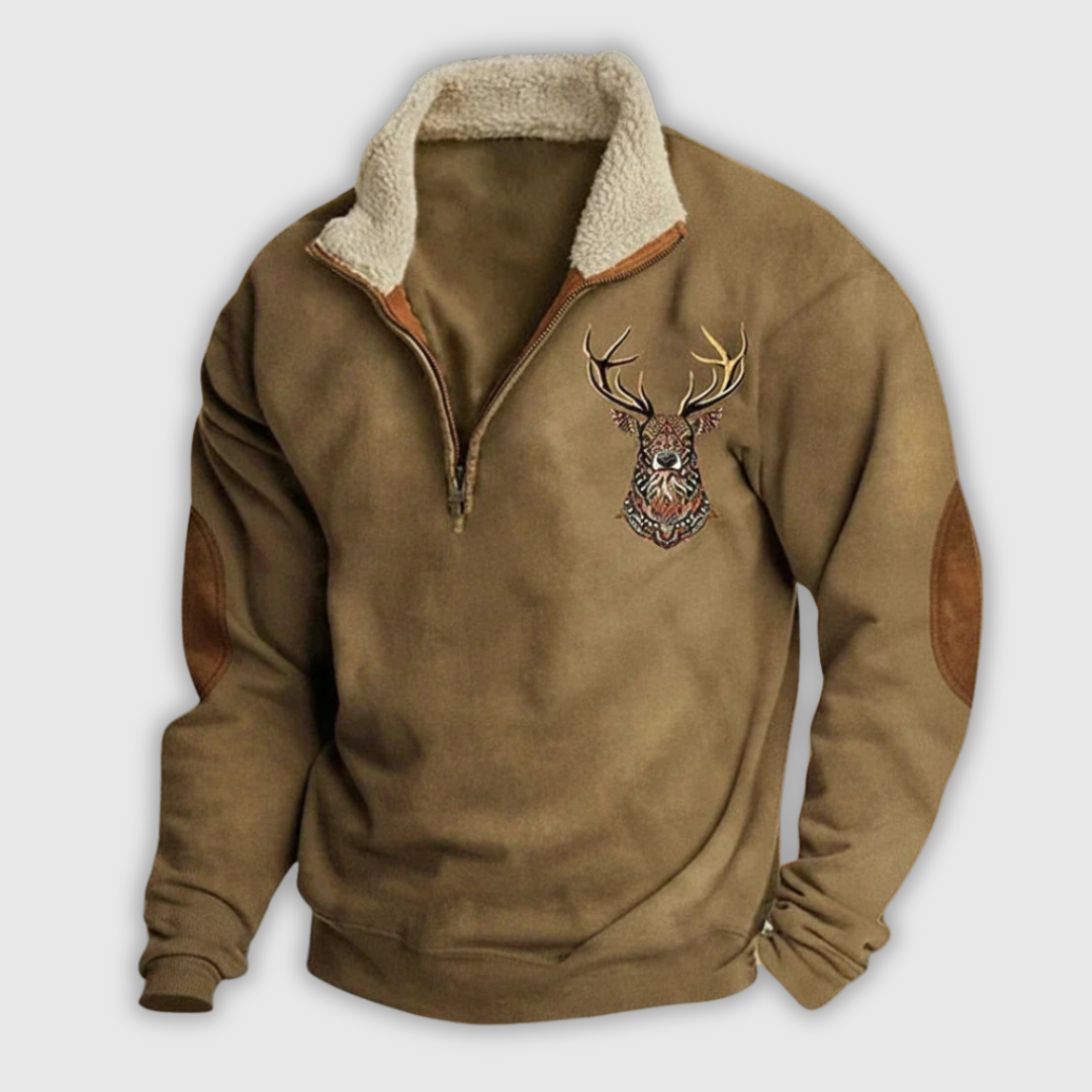 Артур™ | Мъжки коледен пуловер с елен – ретро мотив