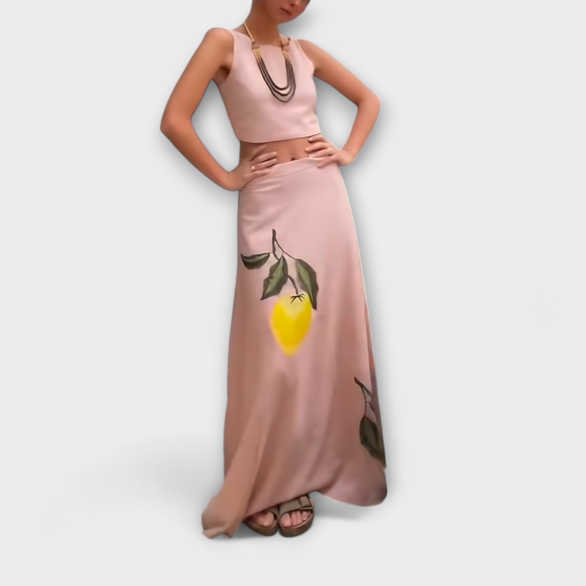 Косима - Пола до средата на прасеца с принт Амалфи