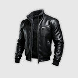 ЛЮБОМИР | ТОПЛА ЧЕРНА КОЖЕНА ЯКЕ С ШЕРПА