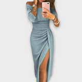 Аурора - Елегантна Рокля с Отворени Рамена