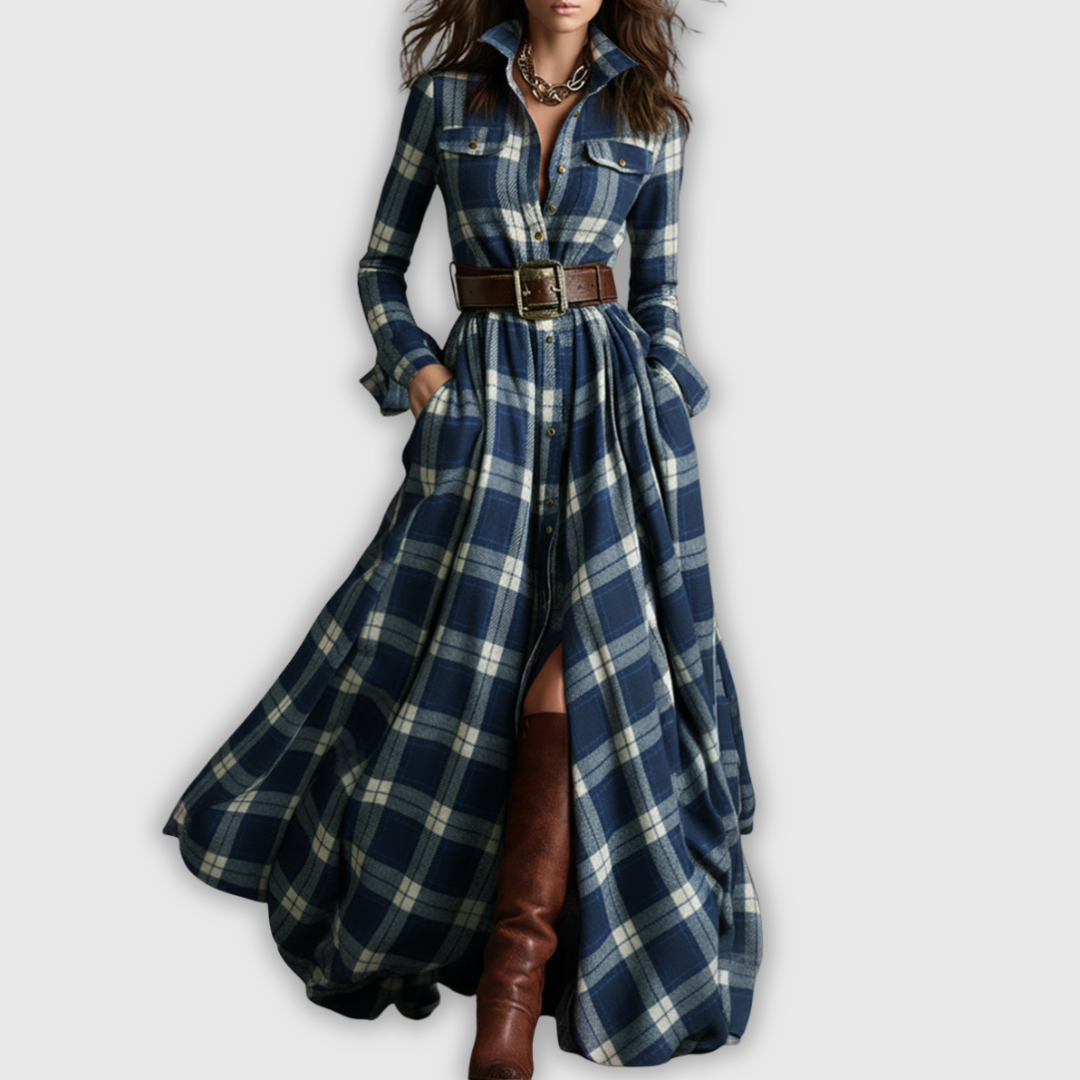 Юлия | Дълга дамска рокля с каре – елегантна и удобна