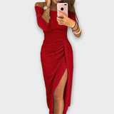 Аурора - Елегантна Рокля с Отворени Рамена