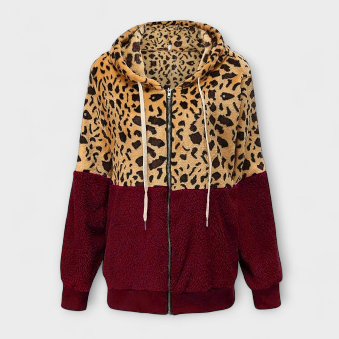 Aurora - Fleece Hoodie with Leopard Design