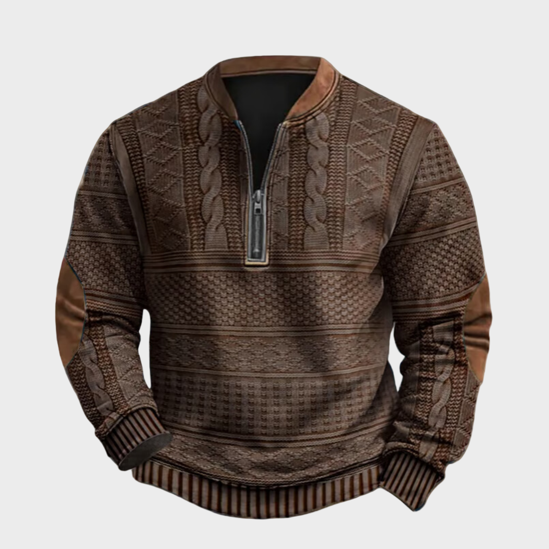 Даниел - Пуловер с цип до половината