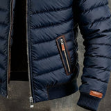 ИВАН | ТЪМНОСИНЯ ПАЛТА С ПОДПЛЪВКА И КОЖЕНИ ВКЛЮЧВАНИЯ