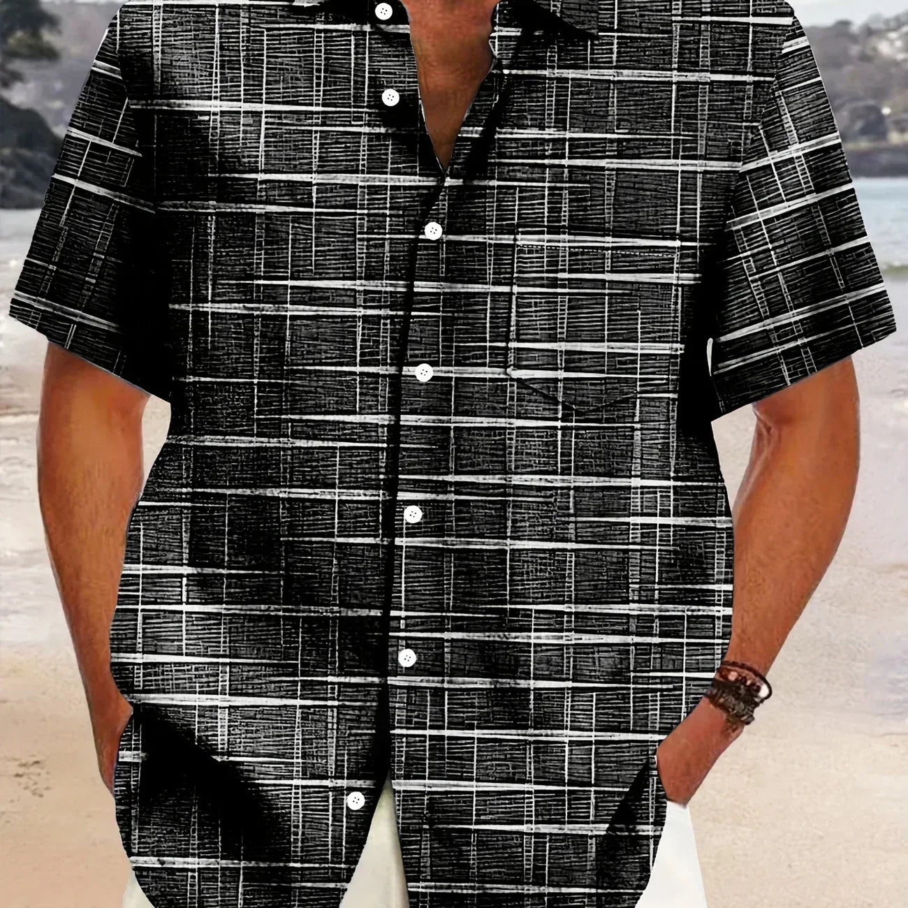 Мирослав -  Елегантна риза с райе и каре