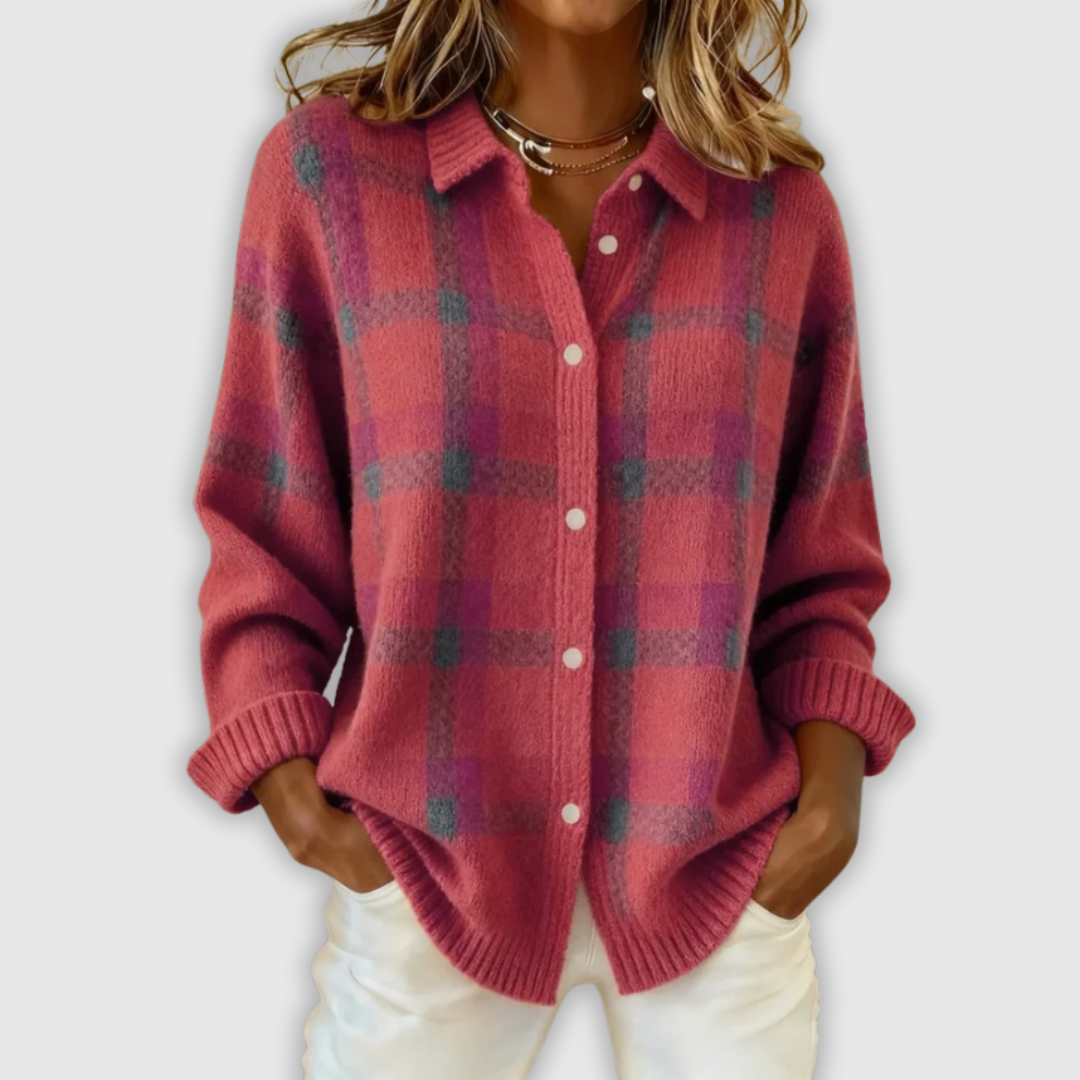 Виктория | Casual Contrast Check Retro Пуловер