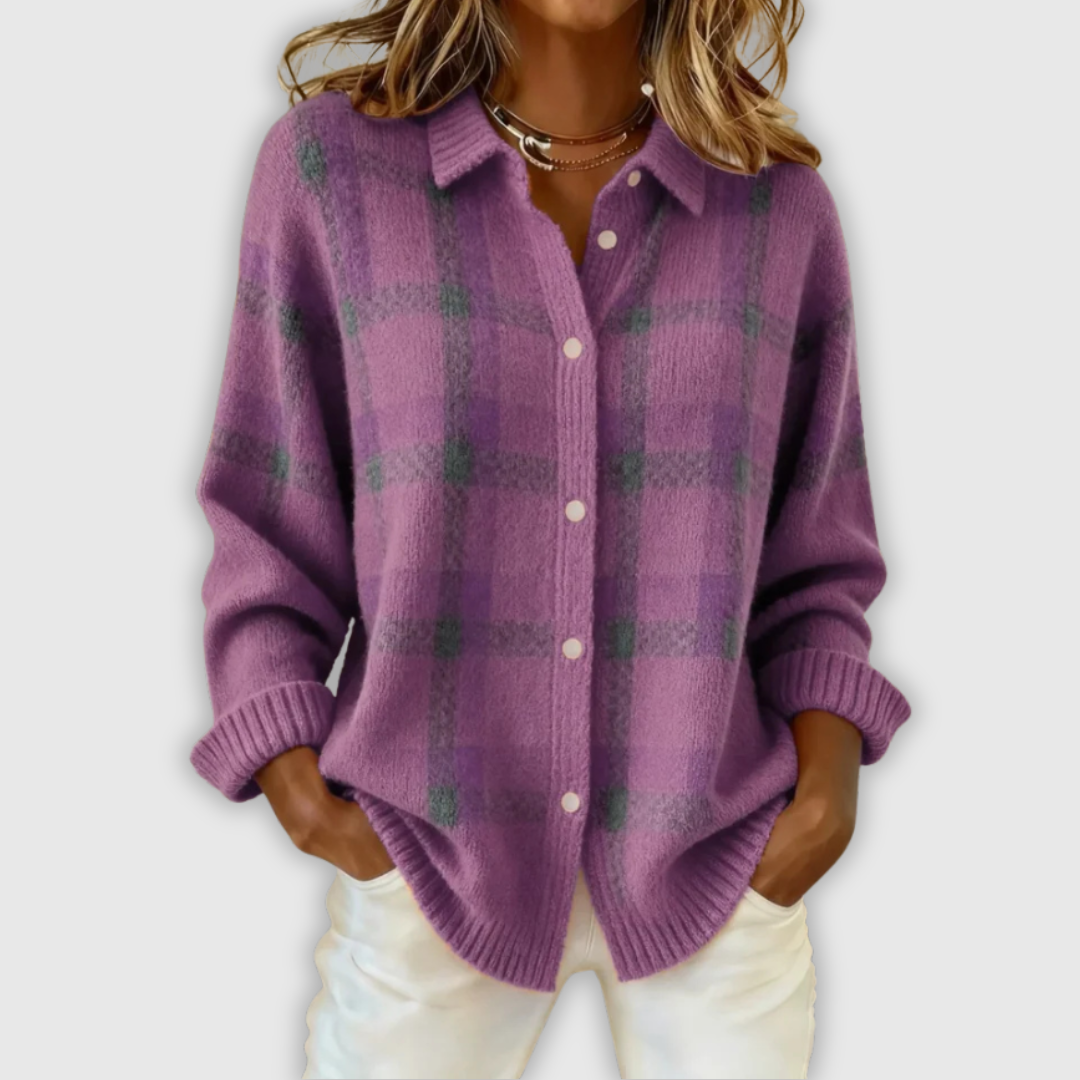 Виктория | Casual Contrast Check Retro Пуловер