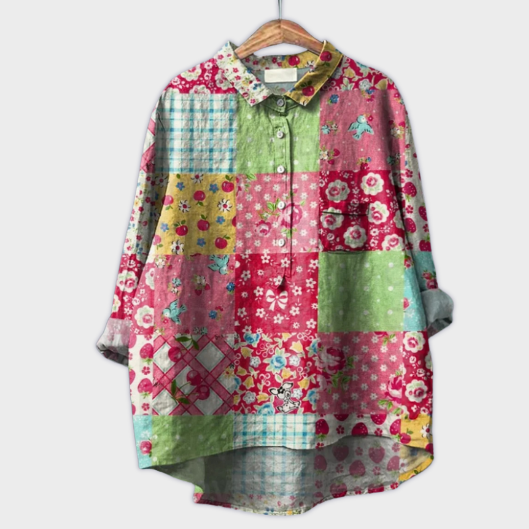 Магдалена - Ръчно изработена блуза за жени с флорален дизайн