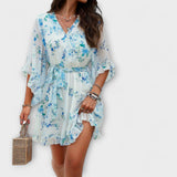 Аурора - Женска миди рокля с флорален мотив