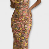 Аоакли - Макси рокля с флорални пайети в стил 80-те