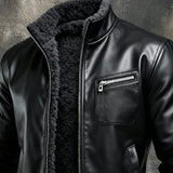 ЛЮБОМИР | ТОПЛА ЧЕРНА КОЖЕНА ЯКЕ С ШЕРПА