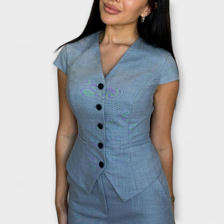 Ivy - Stylish V-Neck Top and Trousers Set