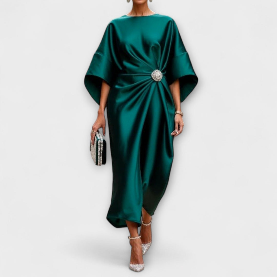 Aurora Luxe Shimmer Satin Maxi Dress