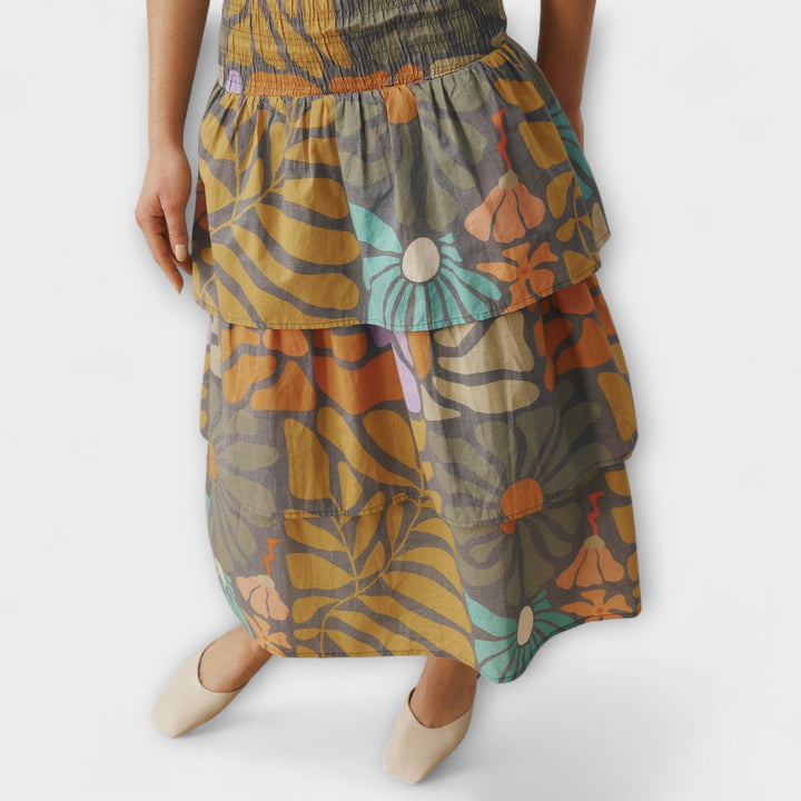 Multicoloured Botanical Midi Dress