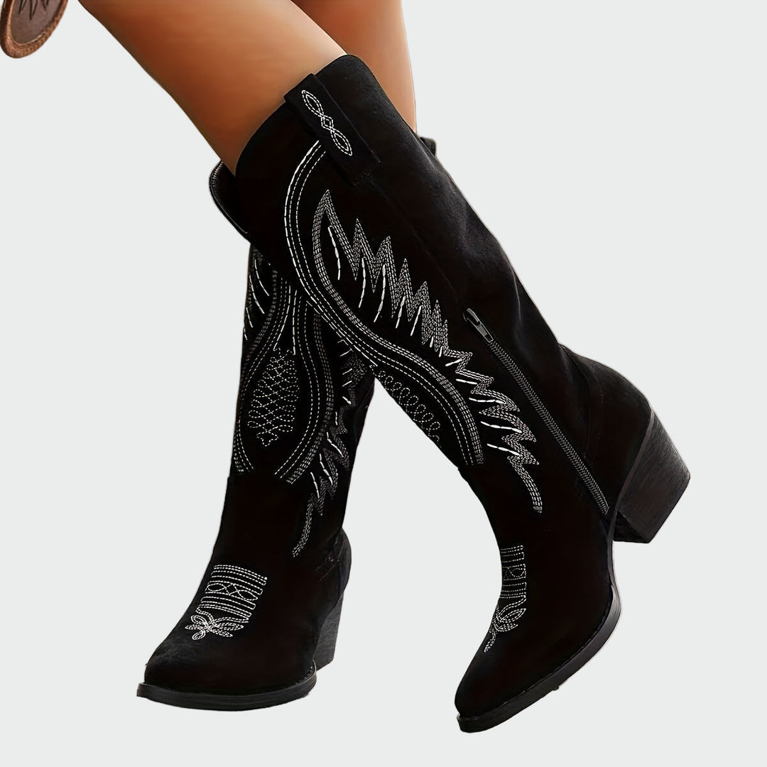 Fashionable Embroidered Western Boots