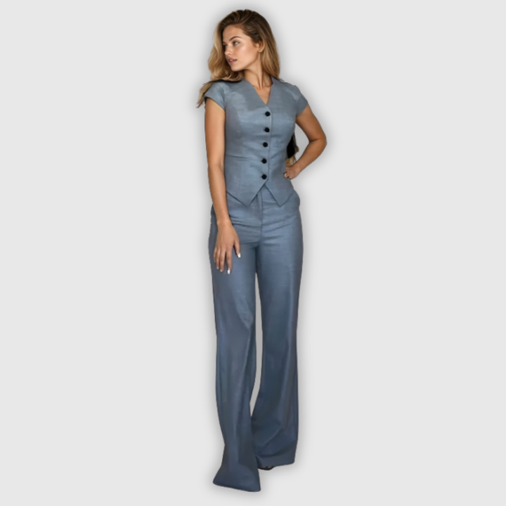 Ivy - Stylish V-Neck Top and Trousers Set