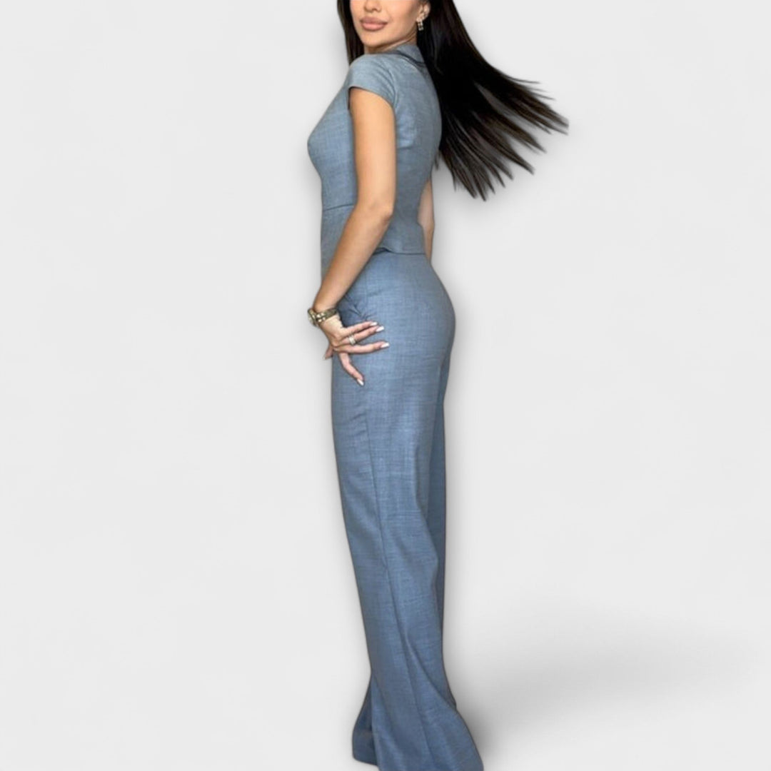 Ivy - Stylish V-Neck Top and Trousers Set