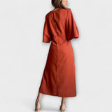 Аурора - Casual рокля с V-образно деколте и връзка