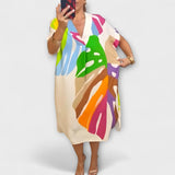 Аврора - Casual рокля с цветен принт на листа