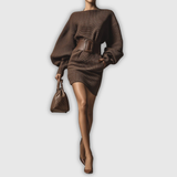 Клаудия | Къса плетена рокля с структурирана талия