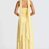 Малия | Дълга сватбена рокля с разрез и драпировка