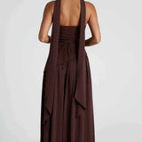 Малия | Дълга сватбена рокля с разрез и драпировка