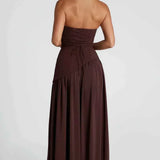 Малия | Дълга сватбена рокля с разрез и драпировка