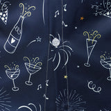 Мъжка Фойерверки Празнична Нова Година Парти Копче-Нагоре Синя Дълъг Ръкав Риза