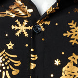 Мъжка Златна Коледна Риза Черен С Дълъг Ръкав