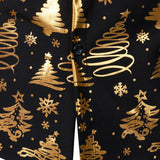 Мъжка Златна Коледна Риза Черен С Дълъг Ръкав