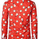 Мъжка Коледна Снежен човек Дядо Коледа Принт Забавно Облекло Коледно Тематично Празнично Дълъг Ръкав Риза