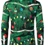 Мъжка коледна риза с камуфлажен принт, редовно прилягане, забавно облекло, тематичен топ, дълъг ръкав