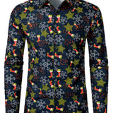 Мъжка Коледна Риза от Памук с Дълъг Ръкав