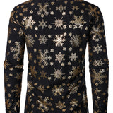 Херрес Гулд Коледен Снежинка Принт С дълъг ръкав Риза