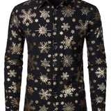 Херрес Гулд Коледен Снежинка Принт С дълъг ръкав Риза