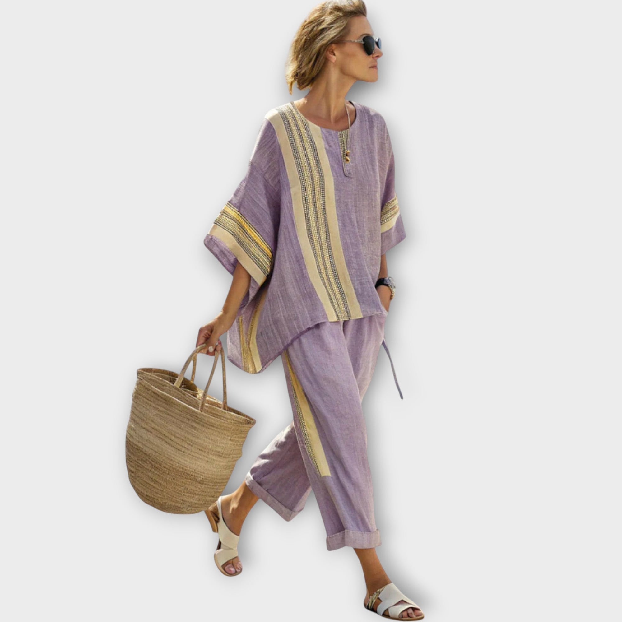 Анила - Елегантен комплект от две части с райета